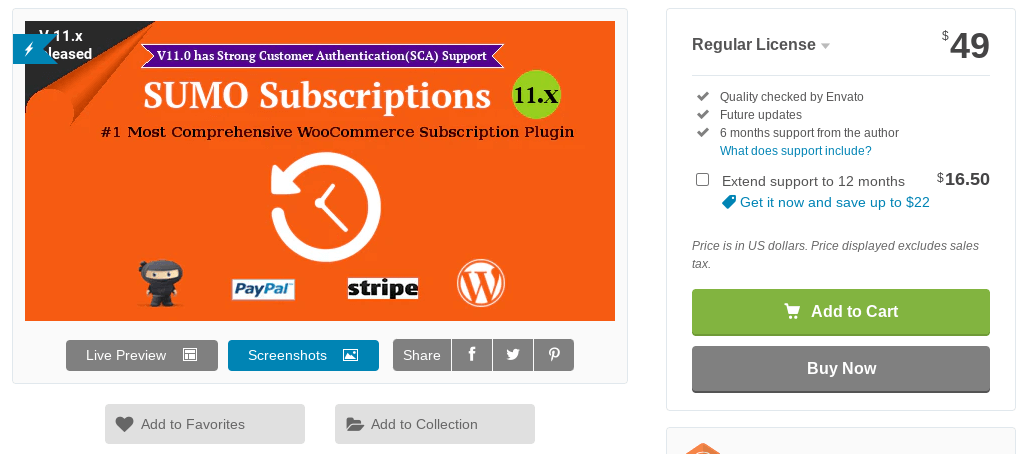 The SUMO WooCommerce subscription plugin