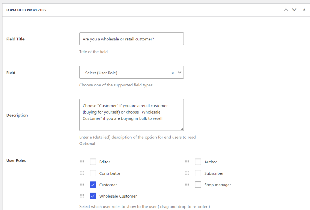 Adding role select field