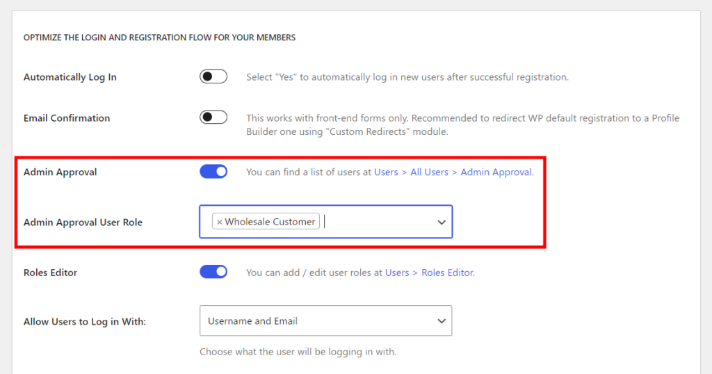 Require admin approval for WooCommerce roles