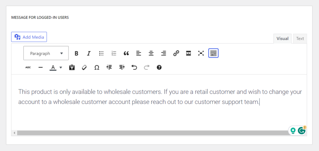 Configure restriction message