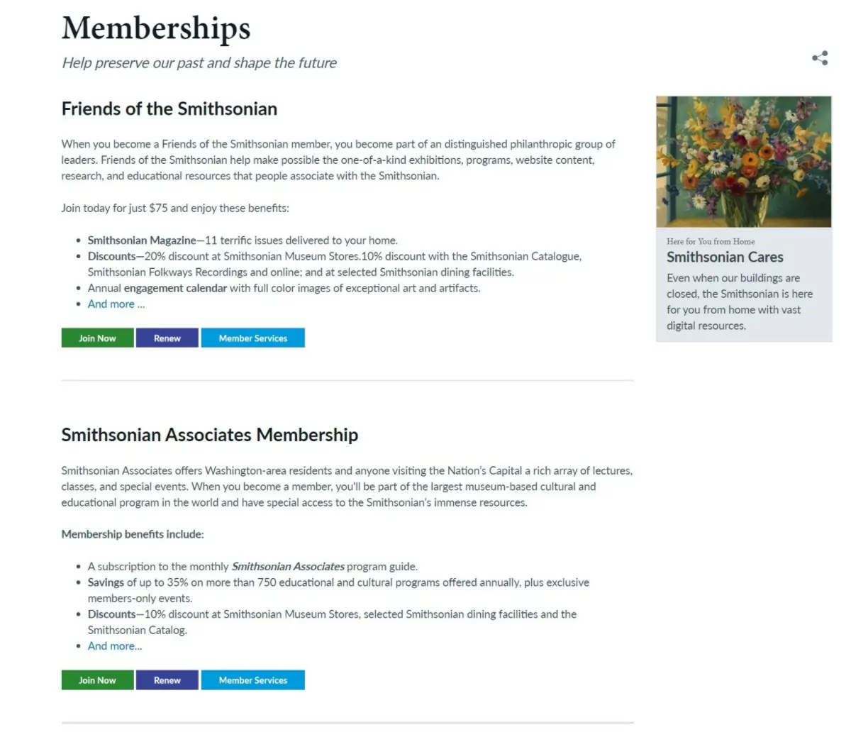 Smithsonian membership levels