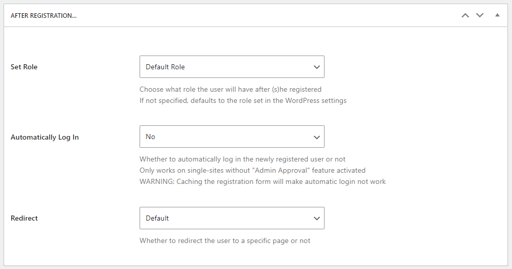 Configuring the settings for the multiple registration forms