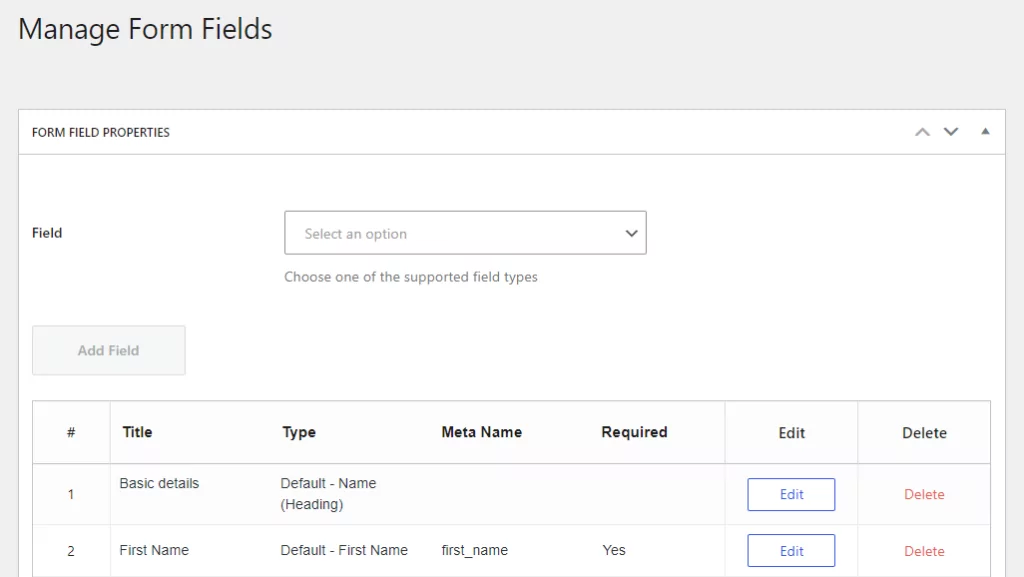 Managing your WordPress registration form fields