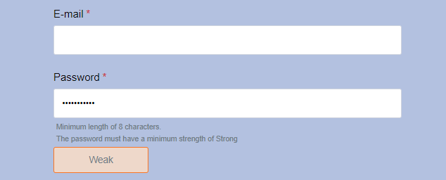 Password strength indicator on a registration form