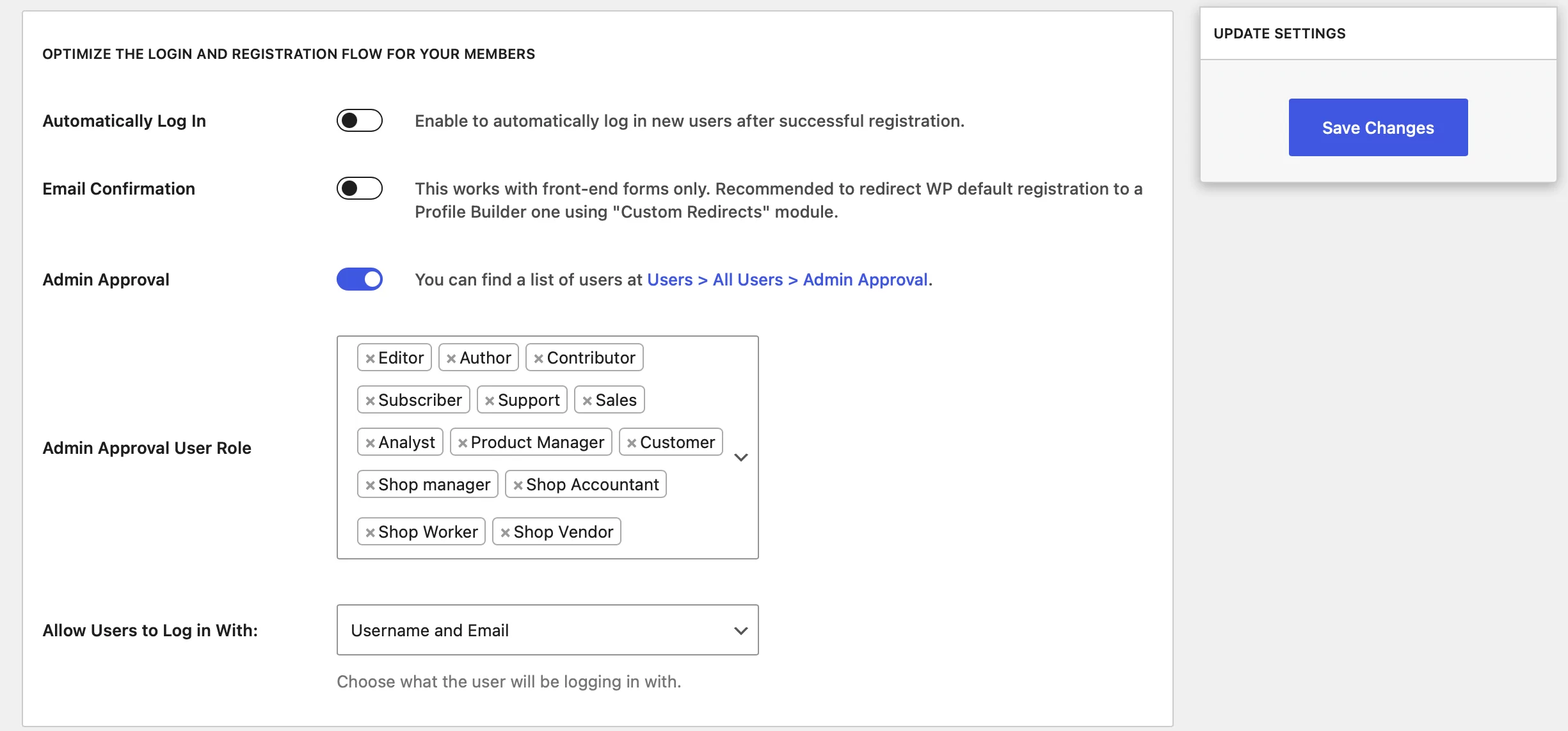 Hold users for admin approval on Elementor register form