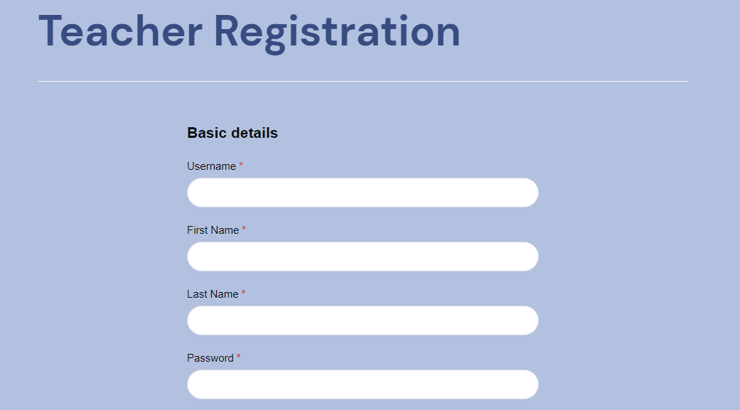 Teacher registration new form
