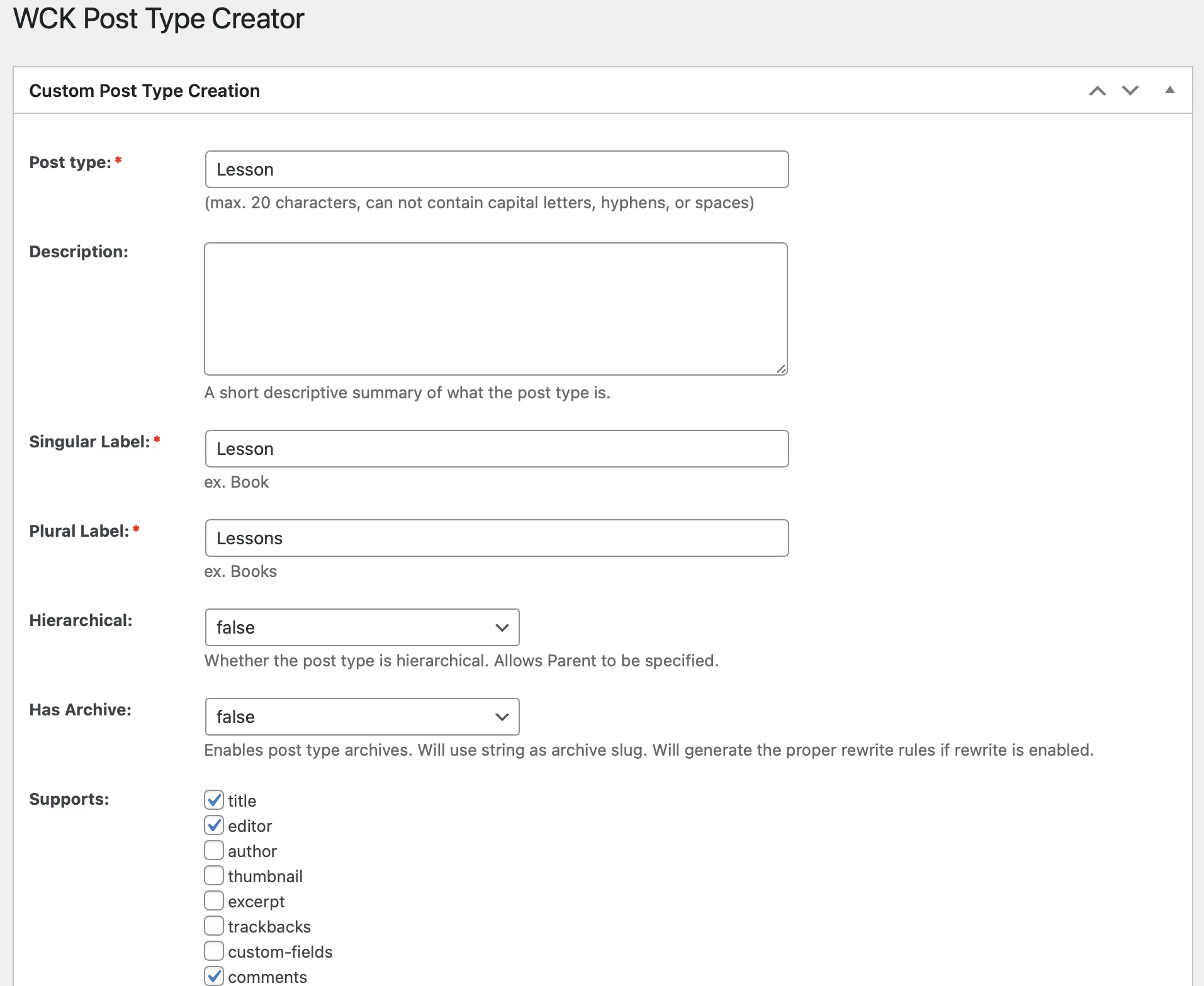 Creating a custom post type
