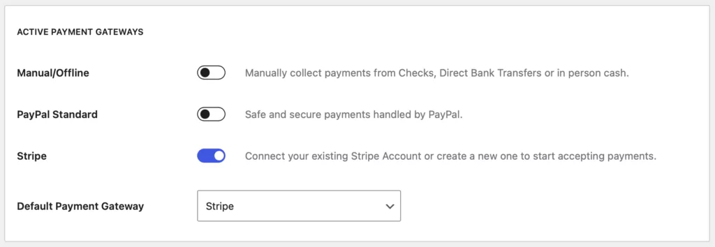 Paid Member Subscriptions payment settings 