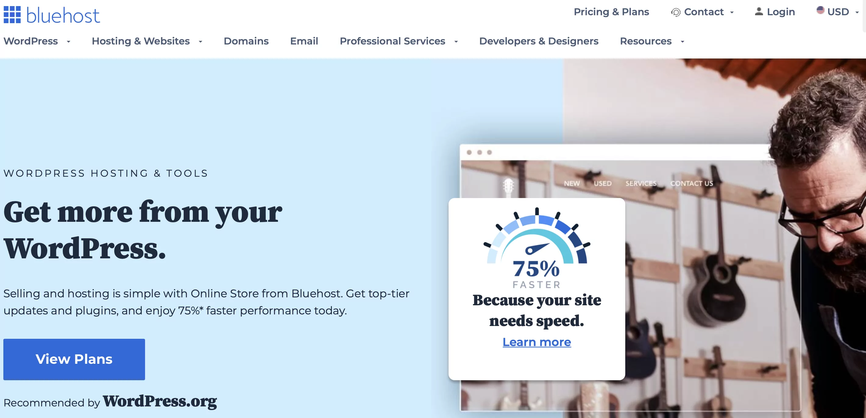 Bluehost hosting for WordPress sites