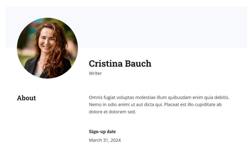 A custom user profile