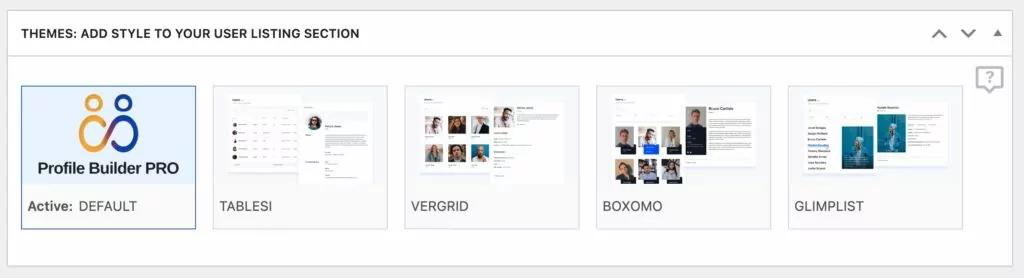 Profile Builder user listing themes