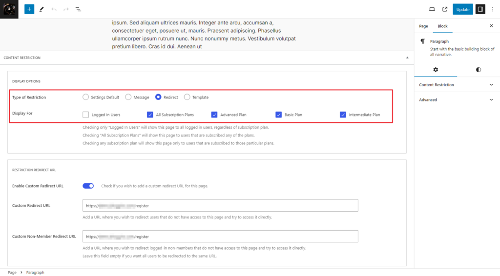 Content restriction options in WordPress