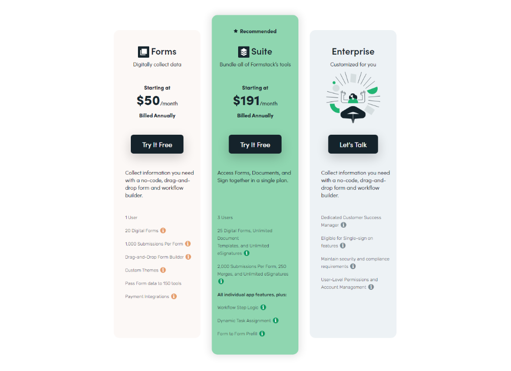 formstack pricing page