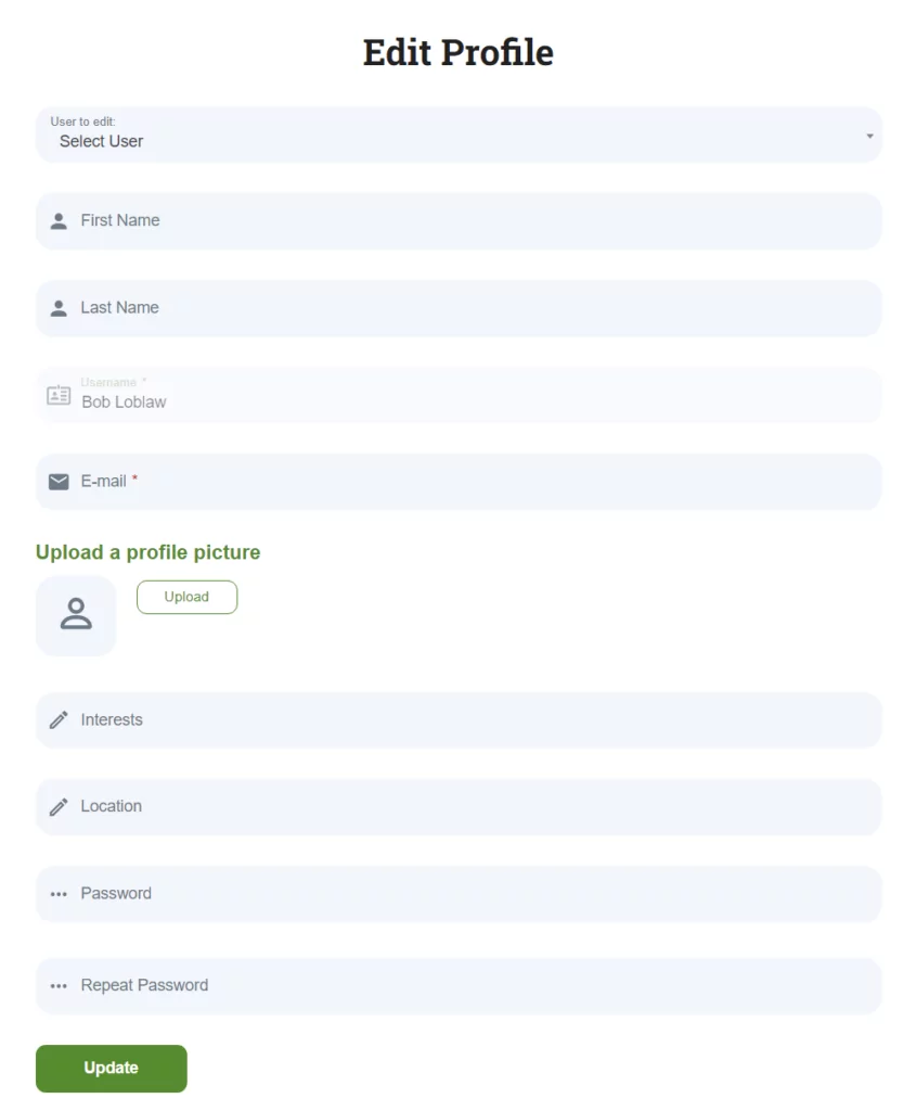 A custom profile edit form in WordPress