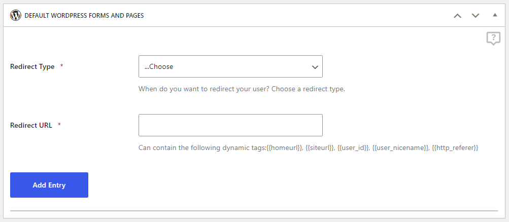 Setting up a redirect for WordPress forms