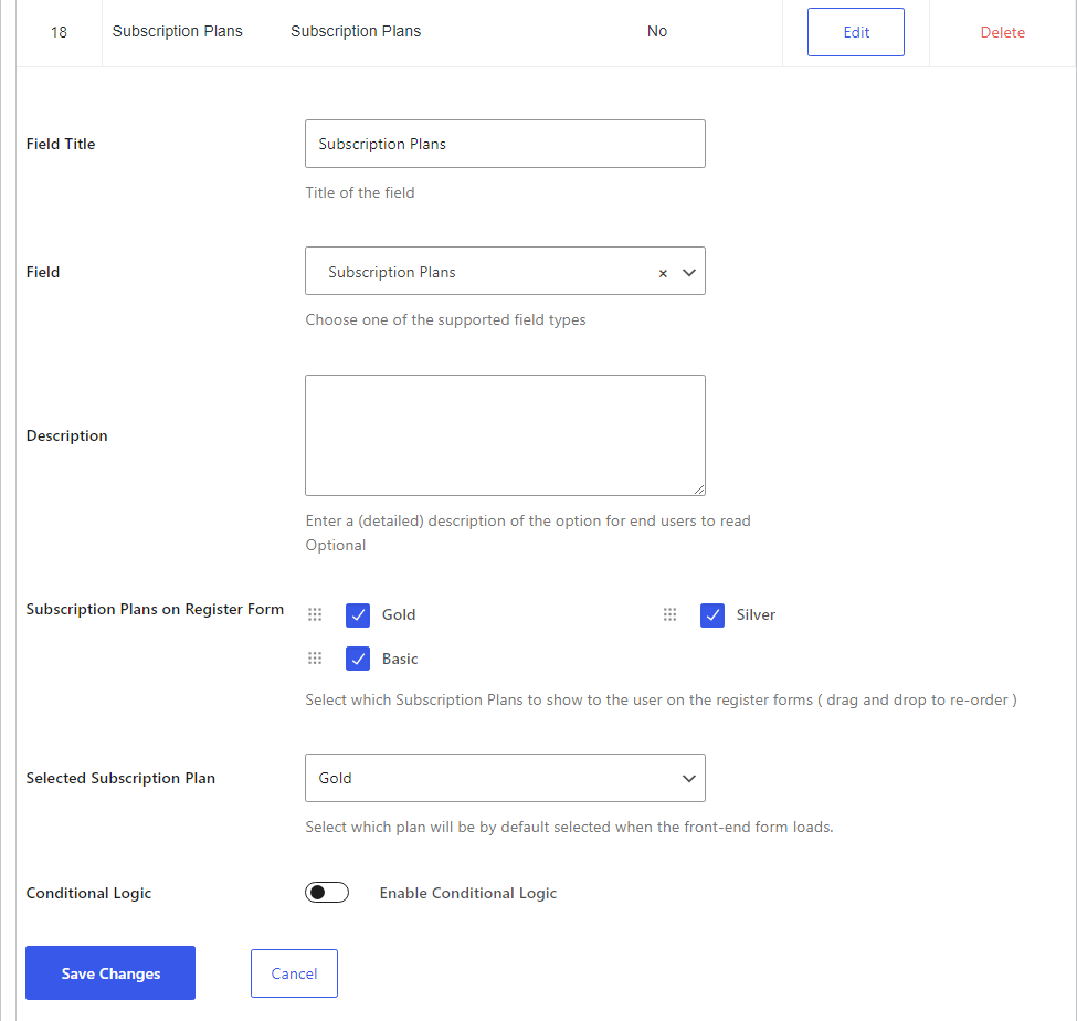 Customizing the subscription plan field in Profile Builder Pro