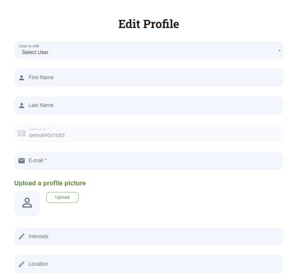 A form to edit your profile in WordPress