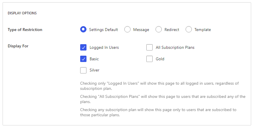 Configuring a page's restriction settings using a WooCommerce Subscriptions alternative