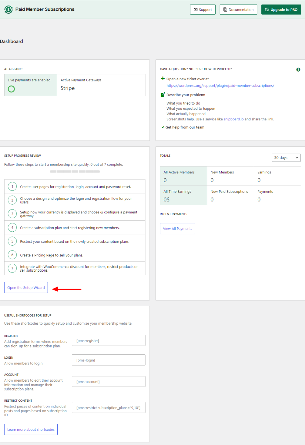 paid member subscription dashboard