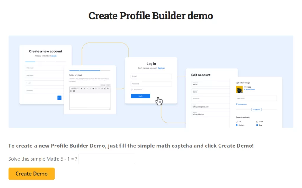 Creating a demo site for Profile Builder
