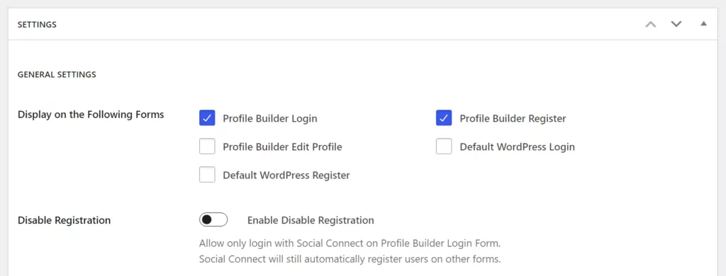Choosing which forms to enable social logins for