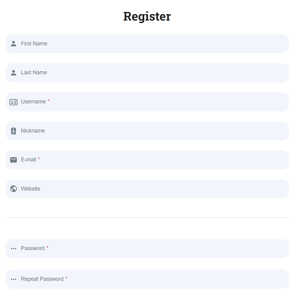 A user registration form
