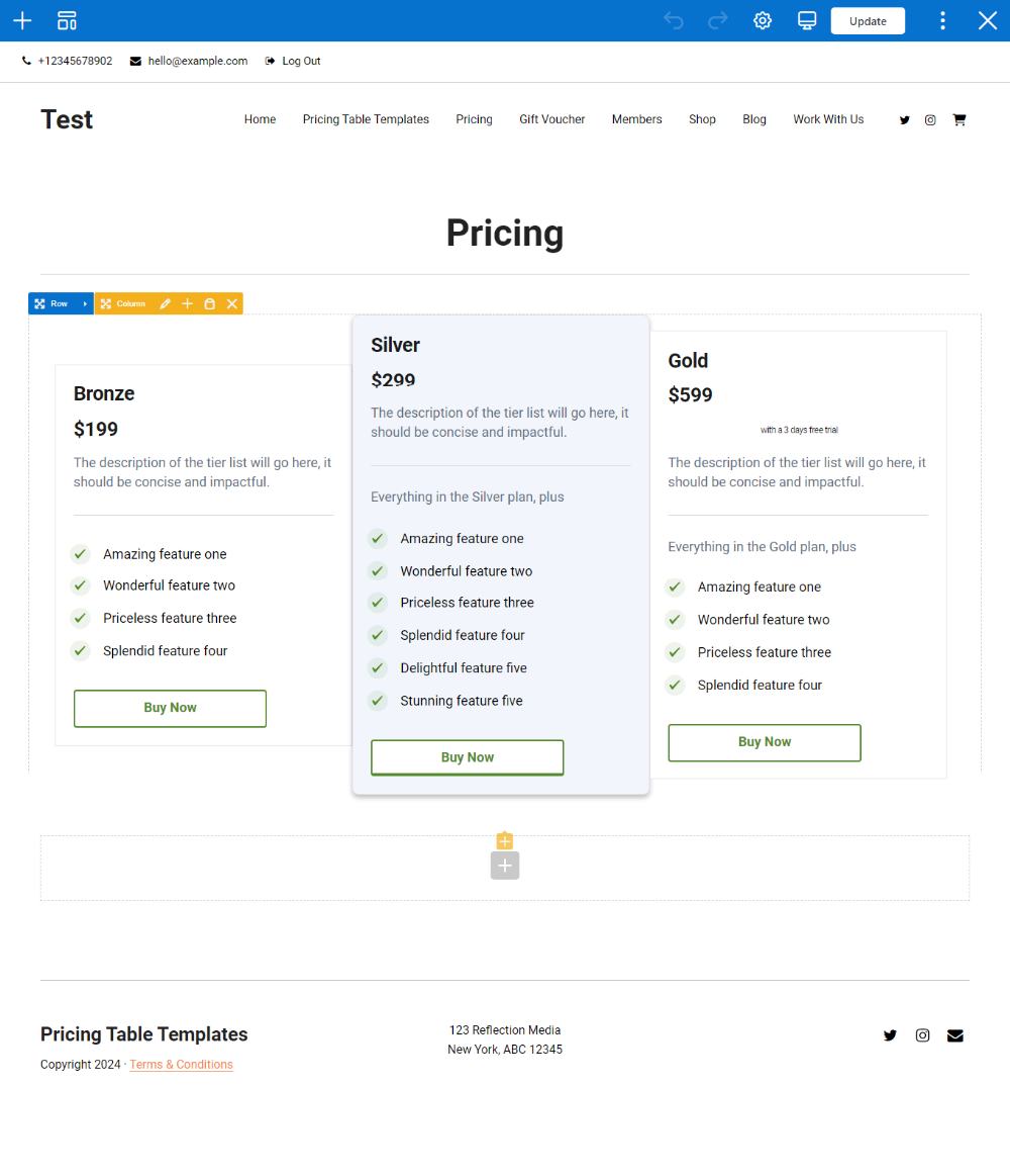 how to edit pricing table templates in WPBakery Page Builder