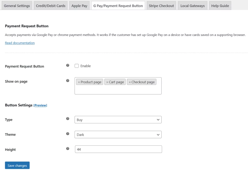 Google Pay payment settings in Stripe Payment Plugin by WebToffee