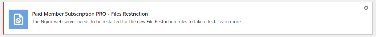 PMS File Restriction Nginx Admin Notice