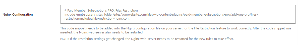 File Restriction Nginx Configuration setting