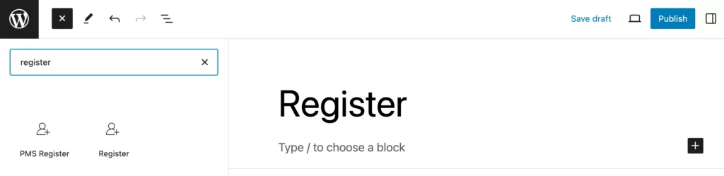 PMS Register block