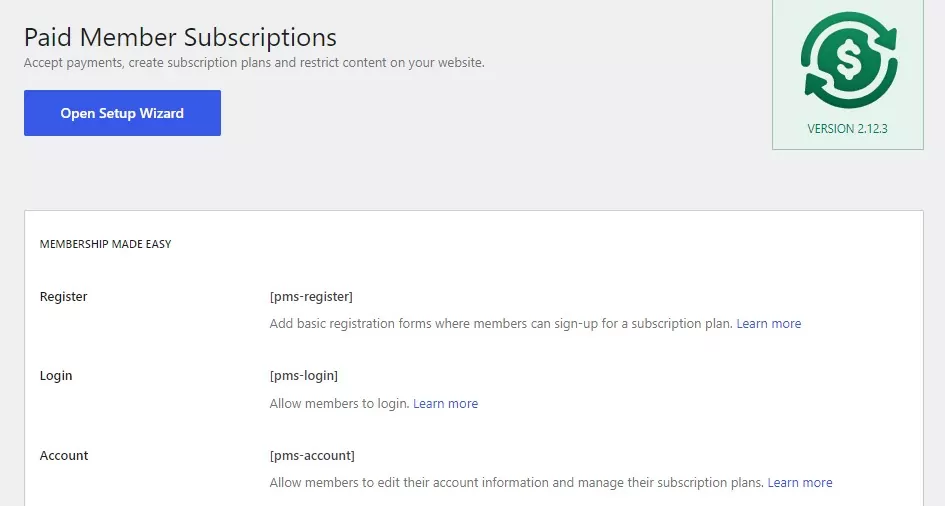 Paid Member Subscriptions shortcode to create a WordPress registration form with payment
