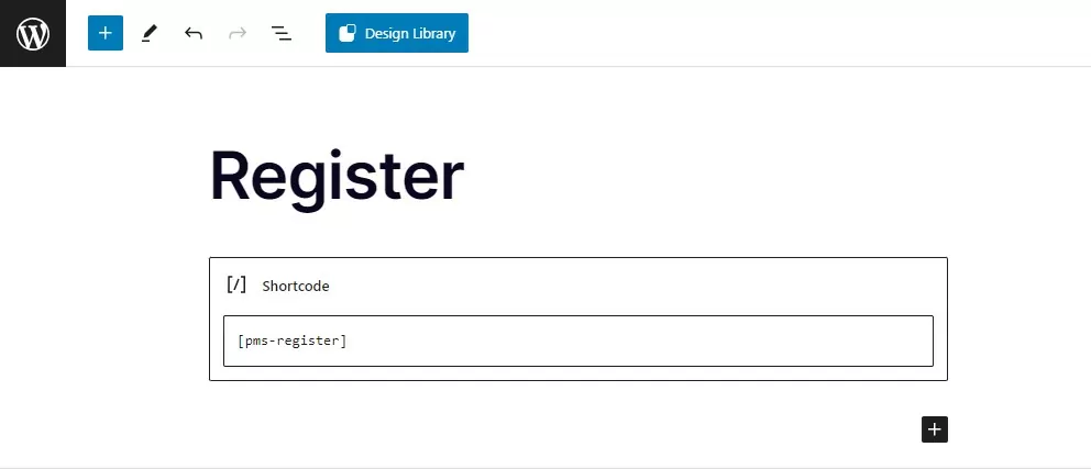The register page and shortcode