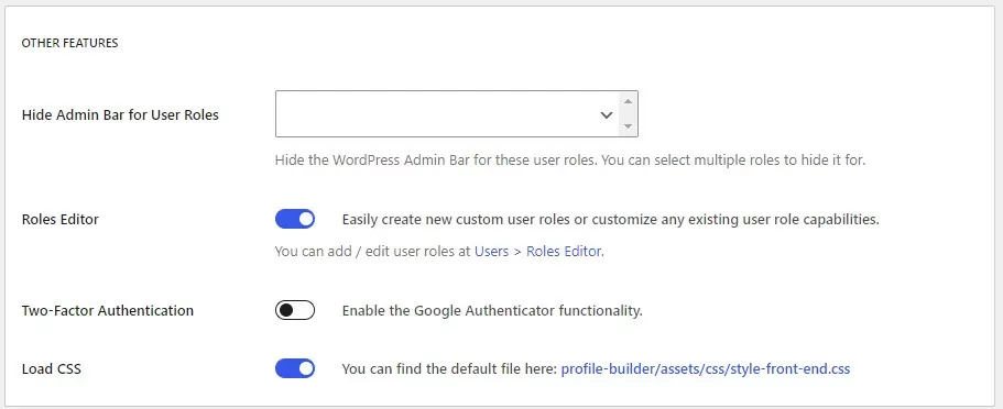 Enabling the Roles Editor feature in Profile Builder