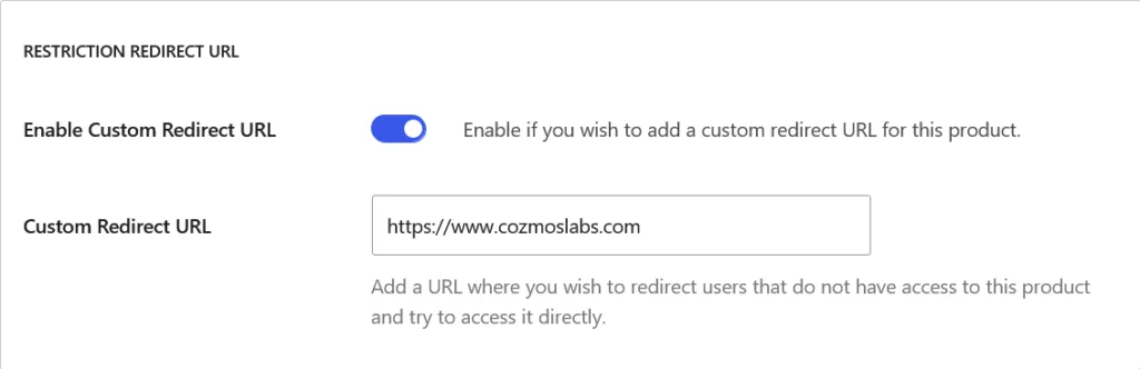 Custom redirect option