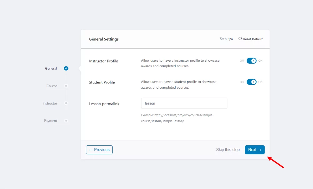 tutor setup wizard general settings