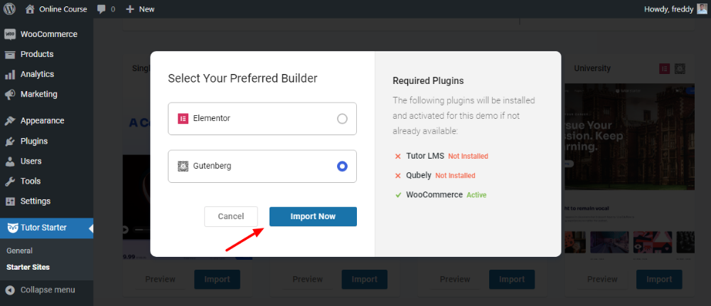 tutorstarter demo importer