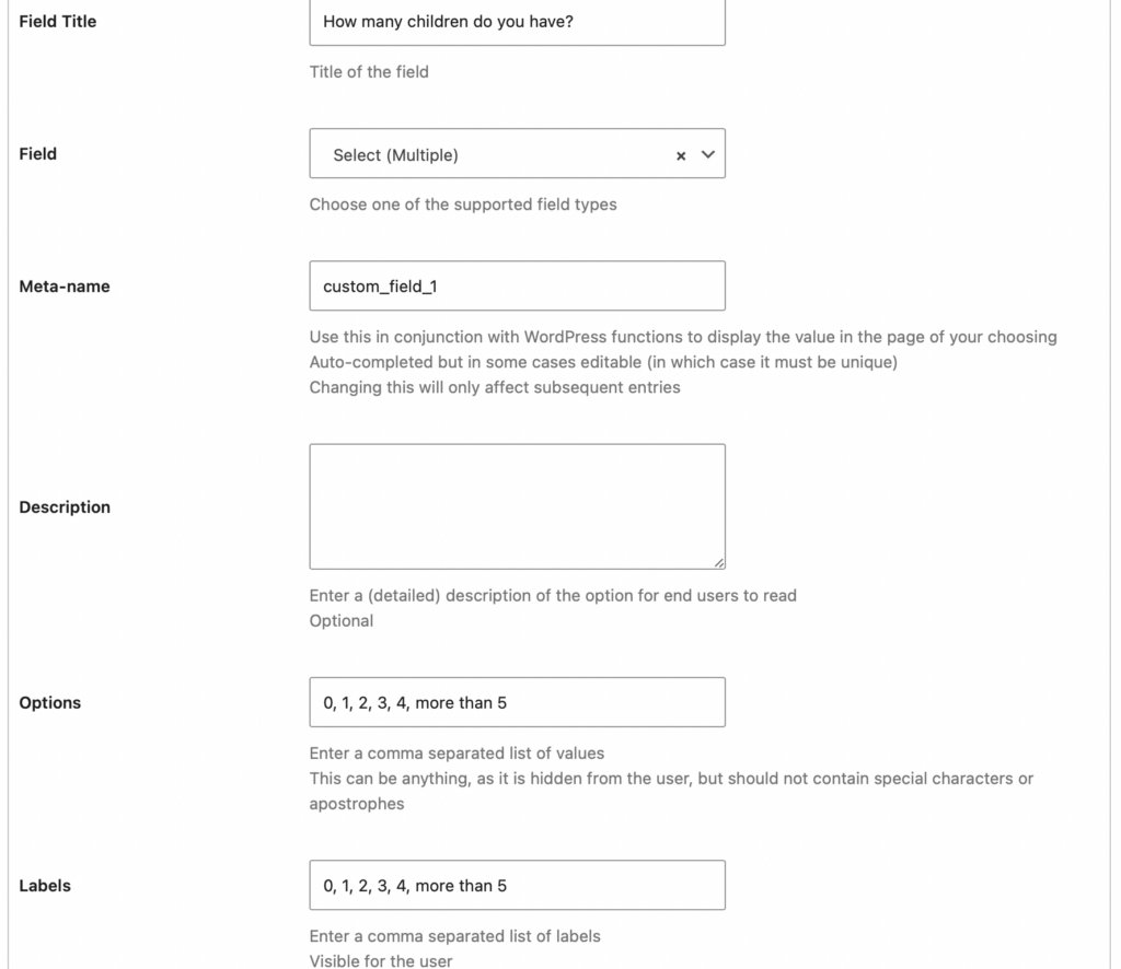 Custom fields