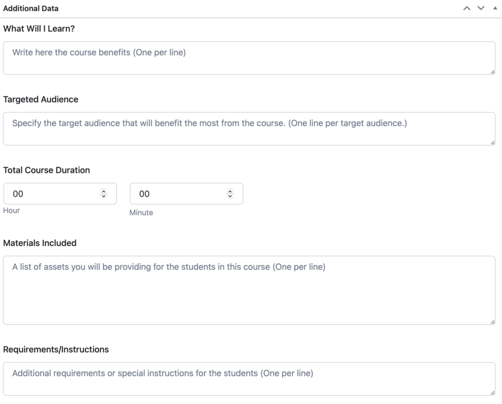 Tutor LMS Additional Data