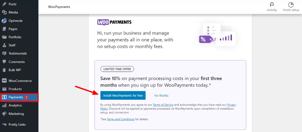 woopayments installation