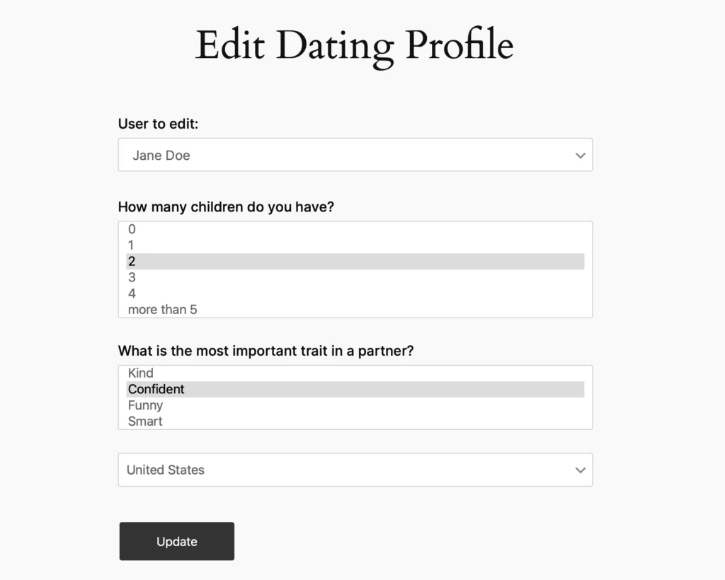 Edit dating profiles