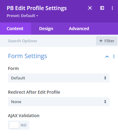 Profile Builder DIVI Edit Profile Module 