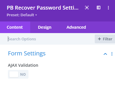 Profile Builder DIVI Recover Password Module