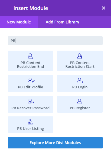 Profile Builder DIVI Modules