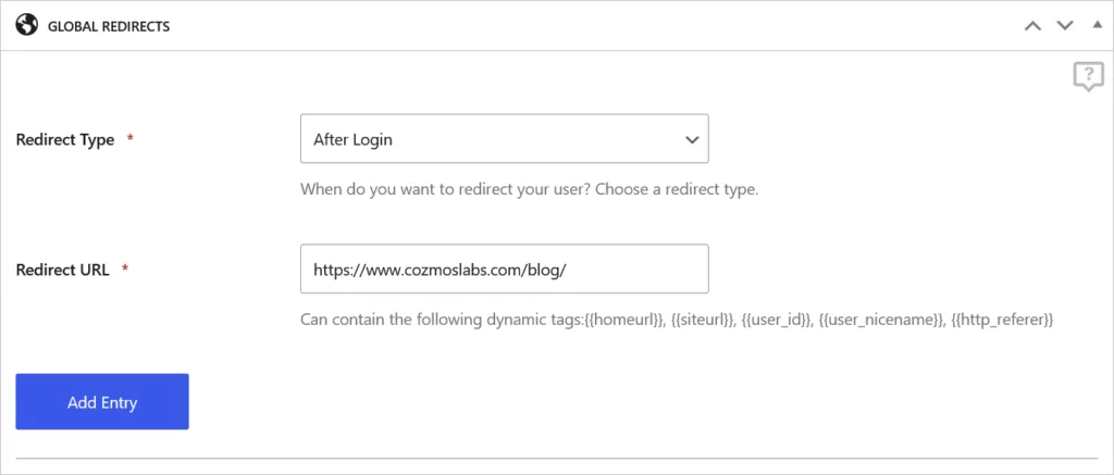 Global redirect setup