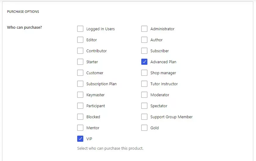 Purchase options in Paid Member Subscriptions