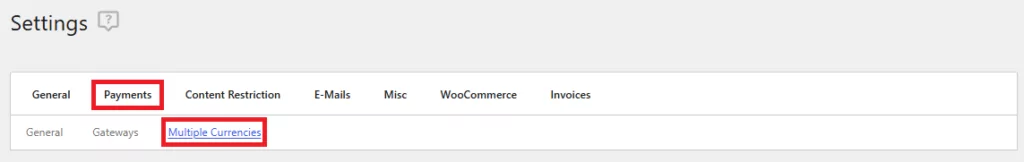 multiple currencies settings in wordpress