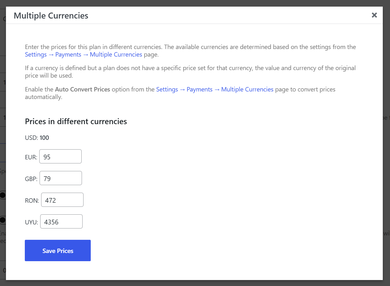 Multiple Currencies Settings - Currency Converter - Multiple Currencies 