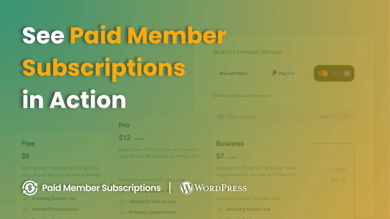 Paid Member Subscriptions video